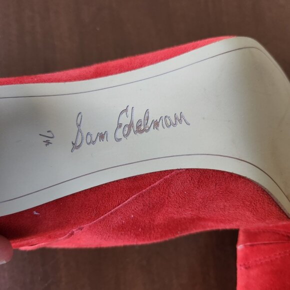 Sam Edelman Red Suede Slides With Heels NWOT Sz 7 ½ - Picture 8 of 9